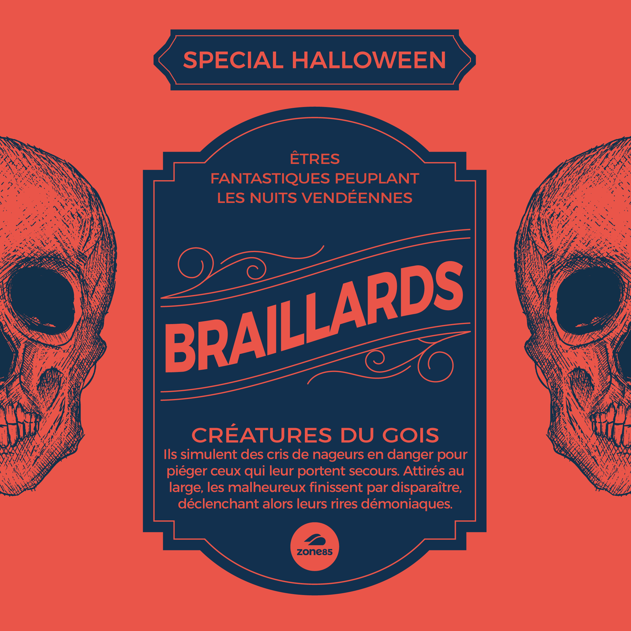 Affiche Halloween avec crânes et texte